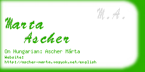 marta ascher business card